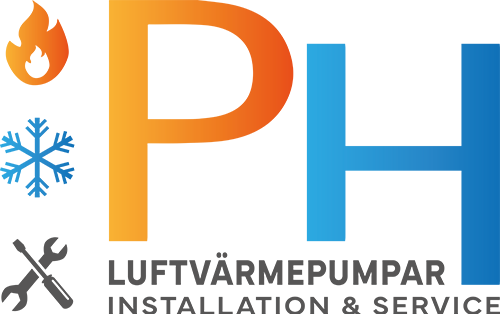 PH luftvärmepumpar logotyp blå och orange